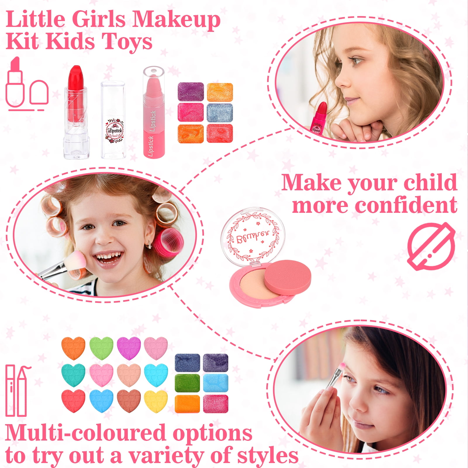 Kids Makeup Kit for Girl, Sendida Princess Dress Up for Girls Toys Makeup Set with Cute Bag Princess Pretend Play Toys for Girls 3 4 5 6 7 8 9