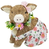 Northlight Girl Piglet with Floral Dress Spring Figurine - 7"