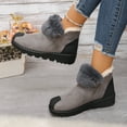 thumbnail image 5 of XUNKUSGA Winter Boots for Women Warm Fuzzy Fleece-Lined Suede Ankle Boots Casual Solid Color Round Toe Flat Womens Boots Comfortable Waterproof Snow Boots 5.5-9.5 Gray, 5 of 8