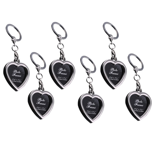 6 llaveros de metal con forma de mini marco de fotos, regalo para pareja y familia (corazón)