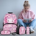 thumbnail image 2 of KUIFORTI Cherry Blossoms Axolotl 4Pcs Elementary School Backpack Set with Lunch Box Pencil Pouch for Kids Boys Girls Student School Supplies Gift, 2 of 7