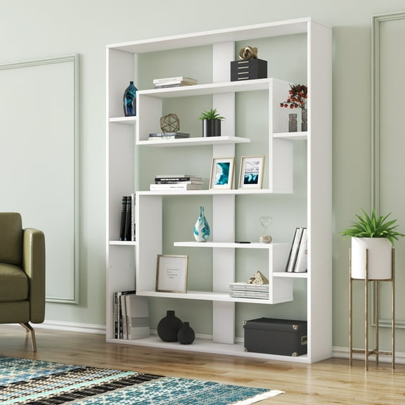 Decorotika Esteban 6 Tier Geometric Bookcase, White