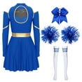 thumbnail image 4 of TiaoBug Womens Cheer Leader Costume Cheering Uniform Long Sleeve Dress with Stockings Royal Blue B M, 4 of 7