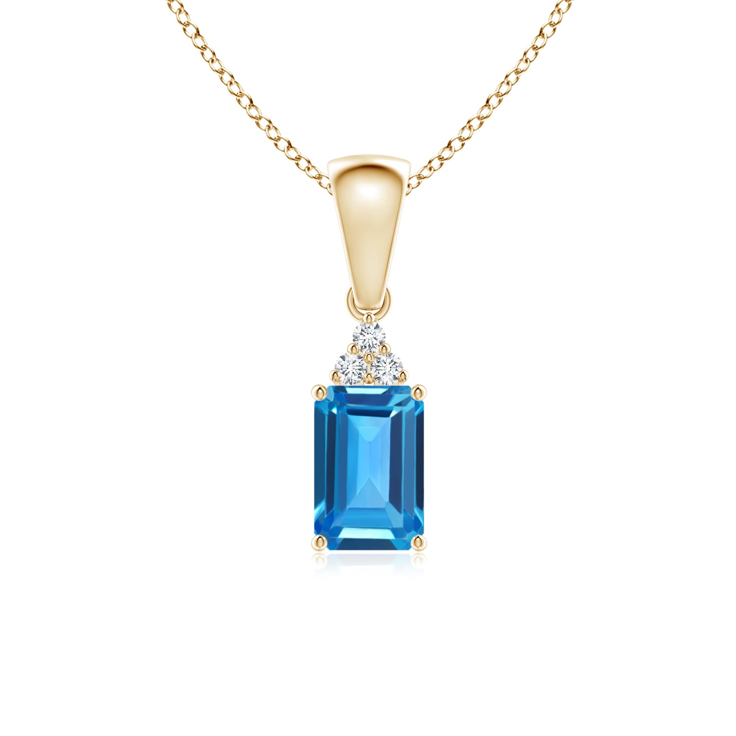 Angara Natural Swiss Blue Topaz Solitaire Pendant Necklace for