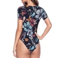 thumbnail image 4 of Balery Flowers ad Butterflies Women's Short Sleevee Crew Neck Bodysuit Tops Short Sleeve Tops Basic-X-Large, 4 of 9