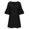 thumbnail image 4 of Puyaiuu New Summer Dresses for Women 2025 Fashion V-Neck 3/4 Sleeve Mid-Length Dress Lightweight Beach Dresses for Women Solid Womens Summer Dresses, 4 of 6