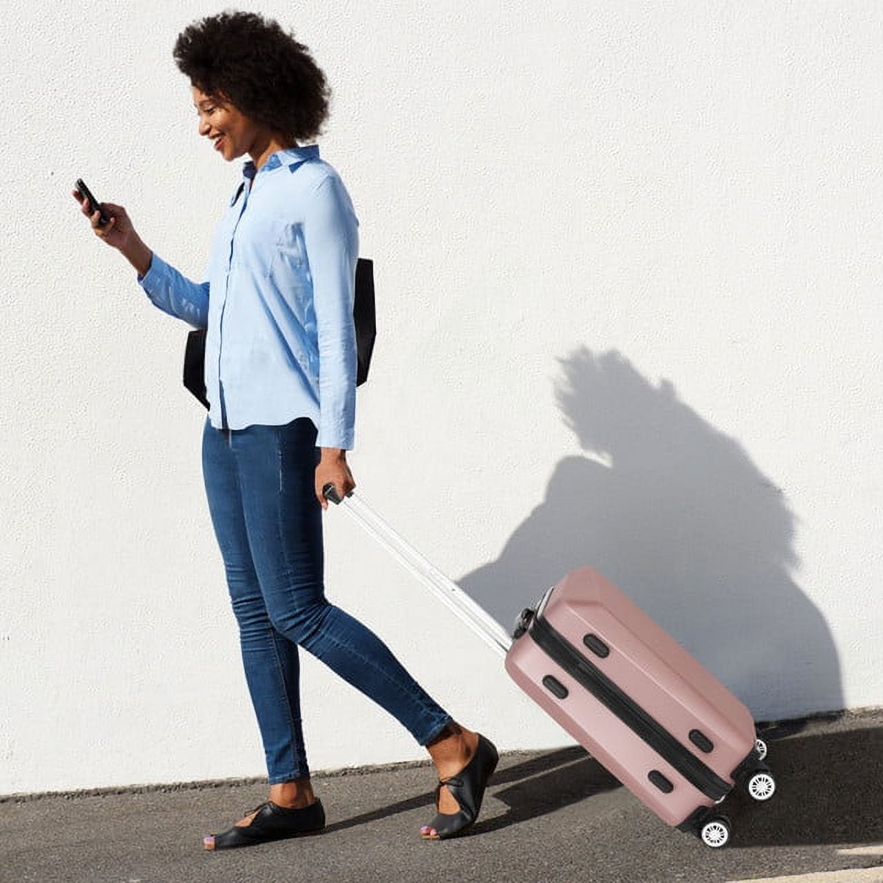 Hikolayae Cottage Collection Hardside Spinner Luggage Sets in Rose Gold, 3 Piece - TSA Lock