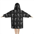 thumbnail image 2 of Black Halloween Dancing Skeleton Pattern Blanket Hoodies for Kids 6-13YR Oversize Wearable Blanket Hoodies for Boys Girls Teens, 2 of 7