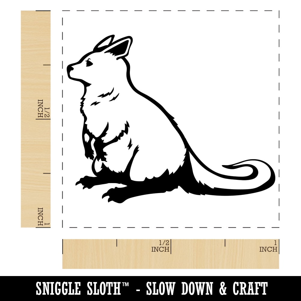 Red-Necked Wallaby from Australia Self-Inking Rubber Stamp Ink Stamper - Black Ink - Small 1 Inch
