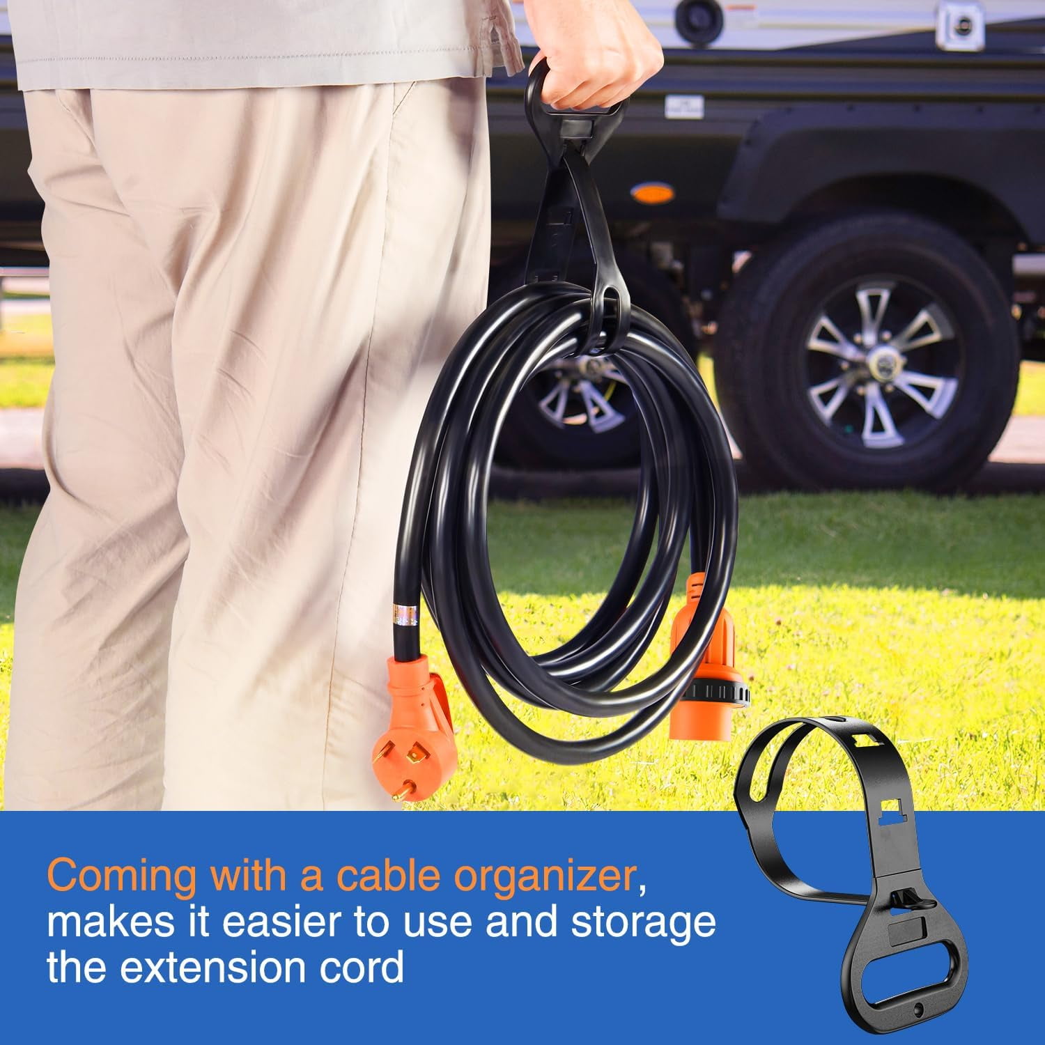 Nilight 30 Amp 25FT RV Locking Extension Cord 125V Heavy Duty 10 Gauge Pure Copper STW Wire ETL Listed 3 Prong TT-30P L5-30R 30F/30M Weatherproof Cord Suit for RV Camper Trailer
