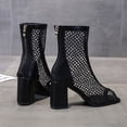 thumbnail image 3 of NOKIO Women'S Fashionable Short Boots Stylish Women'S Ankle Boots Ladies Fashion Roman Closed Toe Boots Solid Color Hollow Mesh Thick Heel Short Boots Women'S Casual Chic Ankle Booties, 3 of 6