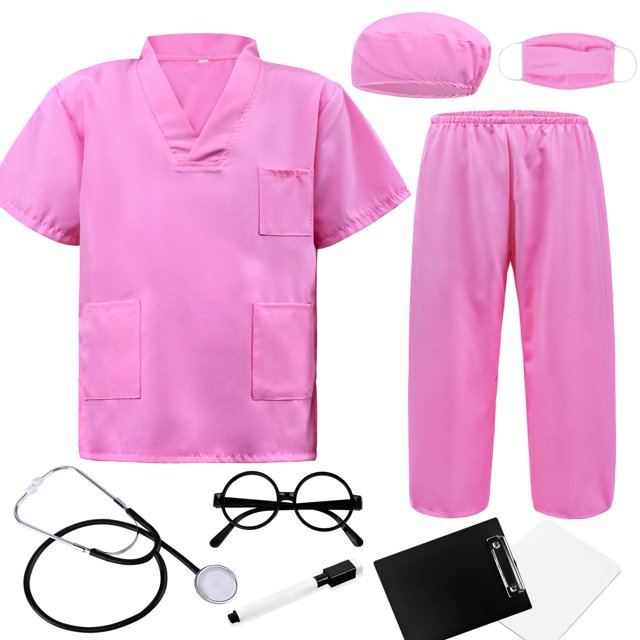 Bata médica rosa para niños con diseño de Doctor Costume ZZIHAN con Access.