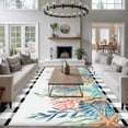 thumbnail image 3 of Coastal Corals Shells Area Rugs 5'x7', Small Throw Rugs for Laundry Room Playroom, Ocean Marine Life Sstarfish Black Plaid Indoor Outdoor Rug Non-Slip Low Pile Carpet Runner Reversible Floor Mats, 3 of 8