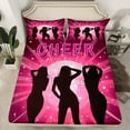 thumbnail image 2 of jejeloiu Cheerleader Slihouette Full Size Sheets,Pink Disco Ball Bed Sheets,Stars Pattern Sheet Sets For Girls Teens,Ultra Soft Home Decor,4 Pieces, 2 of 7