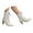 White, variant on Victorian Boots for Women Lace up Elegant 70s Dressy Booties Low Heel Pointed Toe Mid Calf Boots