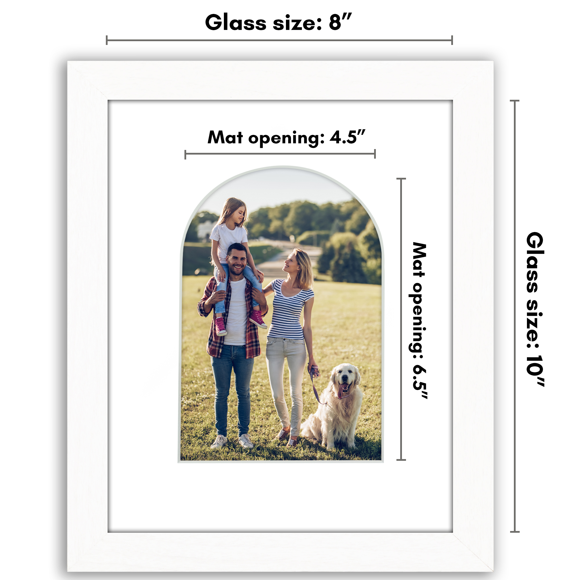 Americanflat 8" x 10" Picture Frame with Arch-Shaped Mat - White