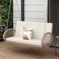 thumbnail image 2 of Uforic 3-Seats Wicker Hanging Porch Swing Chair Outdoor Rattan Patio Swing Lounge Chair 535lbs Capacity - Beige, 2 of 9