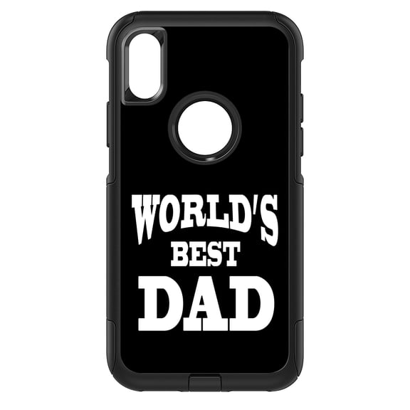 DistinctInk Custom SKIN / DECAL compatible with OtterBox Commuter for iPhone XS MAX (6.5" Screen) - Black White World's Best Dad - Happy Father's Day