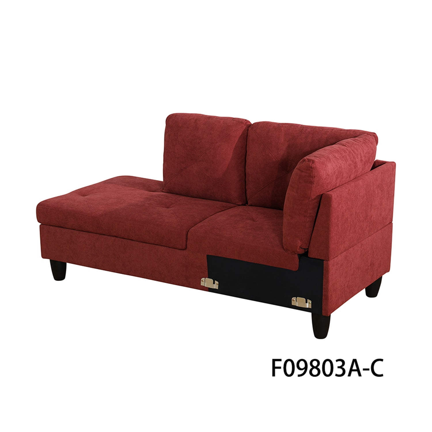 Hommoo Flannelette 4-Seat L-Shape Sectional Couch Sofa, Living Room Furniture Sets, Red(No Ottoman)