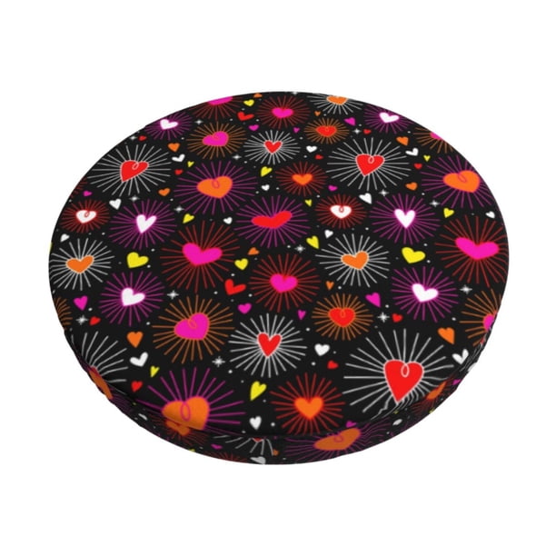 Balery Geometric Hearts Fundas de asiento para taburete de bar redondo de tela de terciopelo ajustables que protegen de arañazos y manchas para sillas de 14 a 17 pulgadas.-14 inch
