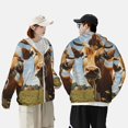 thumbnail image 4 of Fotbe Daisy Flower Field Cow Chaqueta con Protección Solar UPF 50+ para Hombre y Mujer, Camisa con Capucha y Bolsillos-Small, 4 of 7