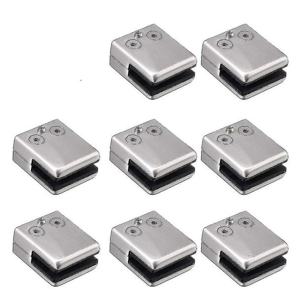 Abrazadera para vidrio LIUYMXG Paquete de 8 Abrazaderas cuadradas de acero inoxidable de 8 a 10 mm