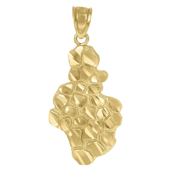 10kt Yellow Gold Mens Women Nugget Textured Charm Pendant