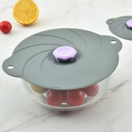 FOMIYES 1Pcs Small Microwave Cover For Kitchen Use Round Grey Silicone Heat Resistance