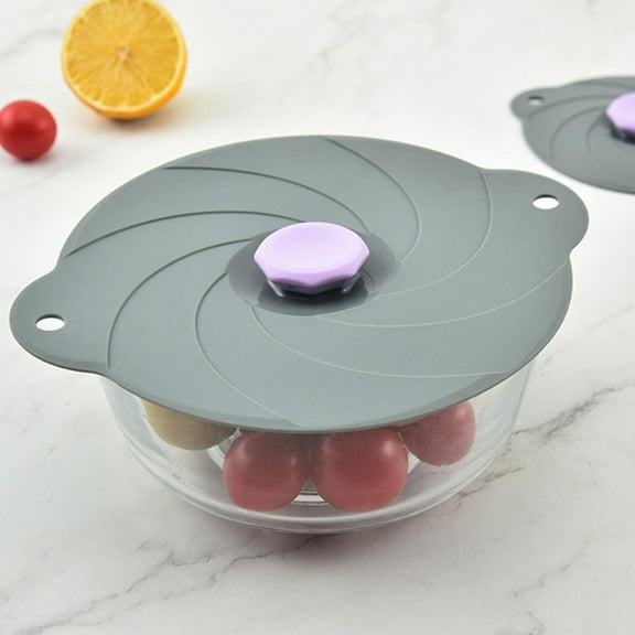 FOMIYES 1Pcs Small Microwave Cover For Kitchen Use Round Grey Silicone Heat Resistance