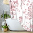 thumbnail image 5 of Pink Floral Botanical Shower Curtain, Vintage Retro Boho Floral Blossom Pattern Aesthetic Flower Shower Curtains for Bathroom, Fabric Bathroom Decor Shower Curtain Set with Hooks,70X75, 5 of 6