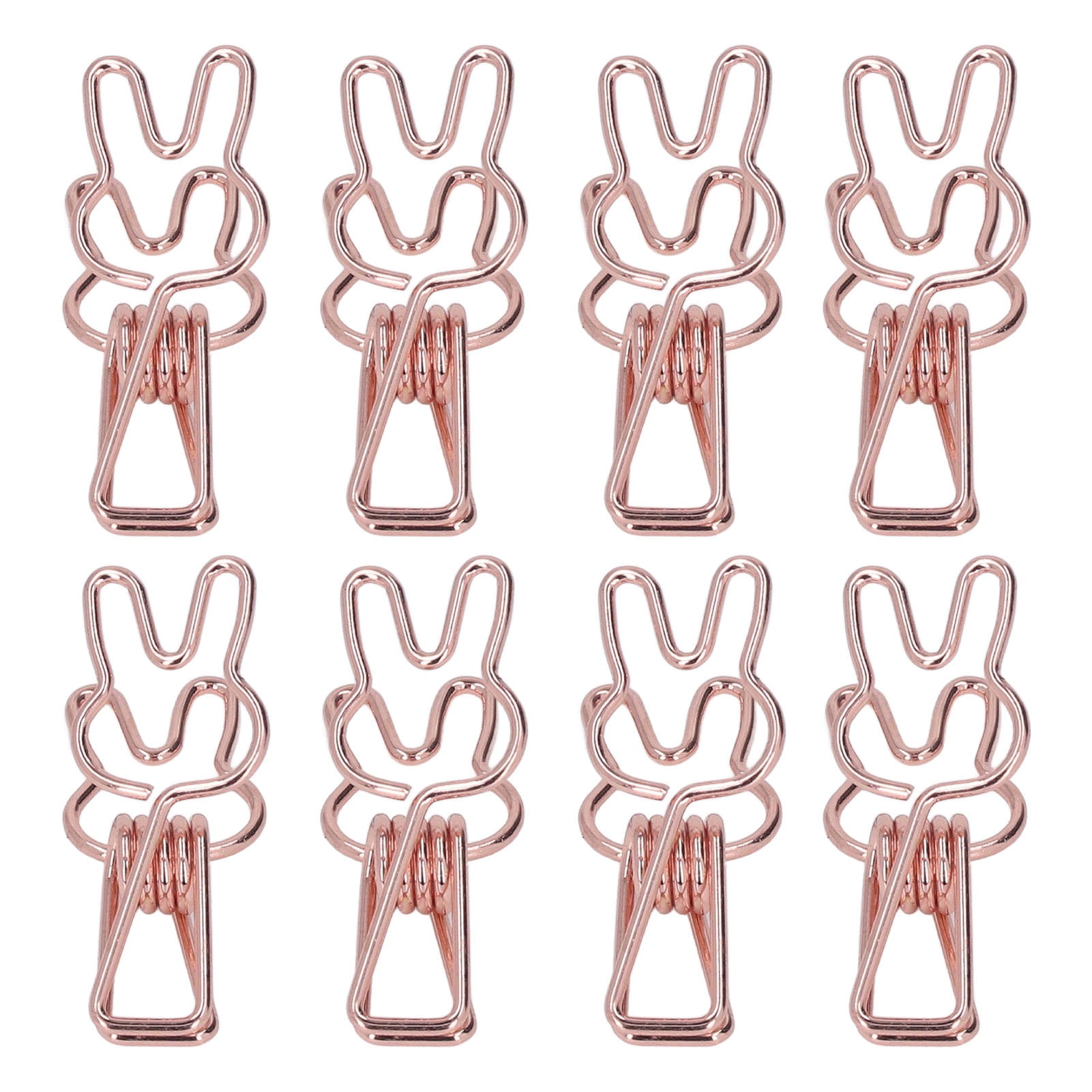BOKYAN 100Pcs Bunny Binder Clips, Hollow Out Cute Metal Small Paper Clips for Documents, Clothes, Paper, Rose Gold (7.87 inches / 20 cm)