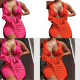 thumbnail image 2 of 3PCS Women Swimsuit Set with Backless Beach Jumpsuit Dress, Swimsuit Top and Low Waist Bottom rose Red L, 2 of 4