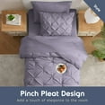 thumbnail image 4 of Virtu Twin XL Comforter Set, Bed In A Bag 5 Pc Pleated Bedding Set, Dusty Purple, 4 of 10