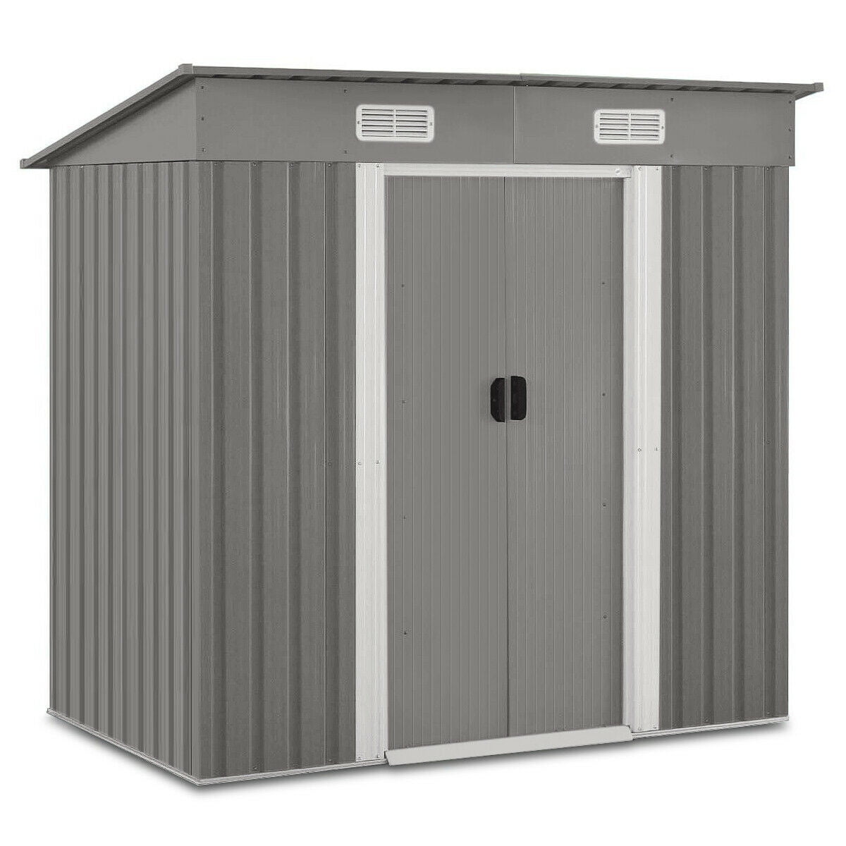Gable Storage Shed Outdoor Garden Tool Home Backyard Lawn Barn Style Roof White