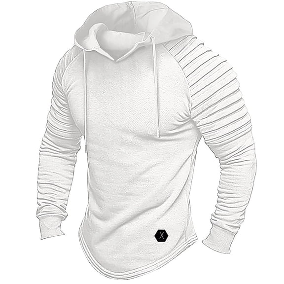 KHONTS Men's Casual Drawstring Athletic Hoodies Fashion Athletic Hooded Pullover Sweatshirts White XL