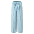 thumbnail image 6 of vigerkar Women's Striped Pants Pajama Lounge Boxer Pants Casual Wide Leg Drawstring PJ Bottoms Trousers (Light Blue, XL), 6 of 9
