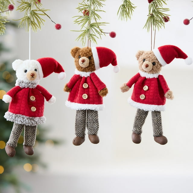 Mejor adorno para osos de árbol de Navidad - Colgante de plástico duradero para decoración navideña de ventanas y hogares