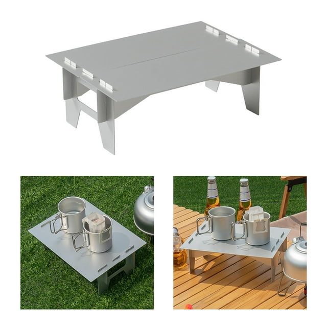 Mini mesa de camping, mesa plegable pequeña, muebles de escritorio, mesa de campamento plegable con bolsa de almacenamiento para senderismo, patio Cola Escritorio plegable