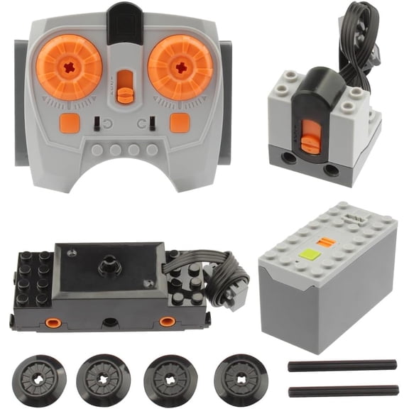 Train Motor Power Functions Set, Train Motor Building Kit with Remote Control and Receiver, Power Modification Accessories for Building Block