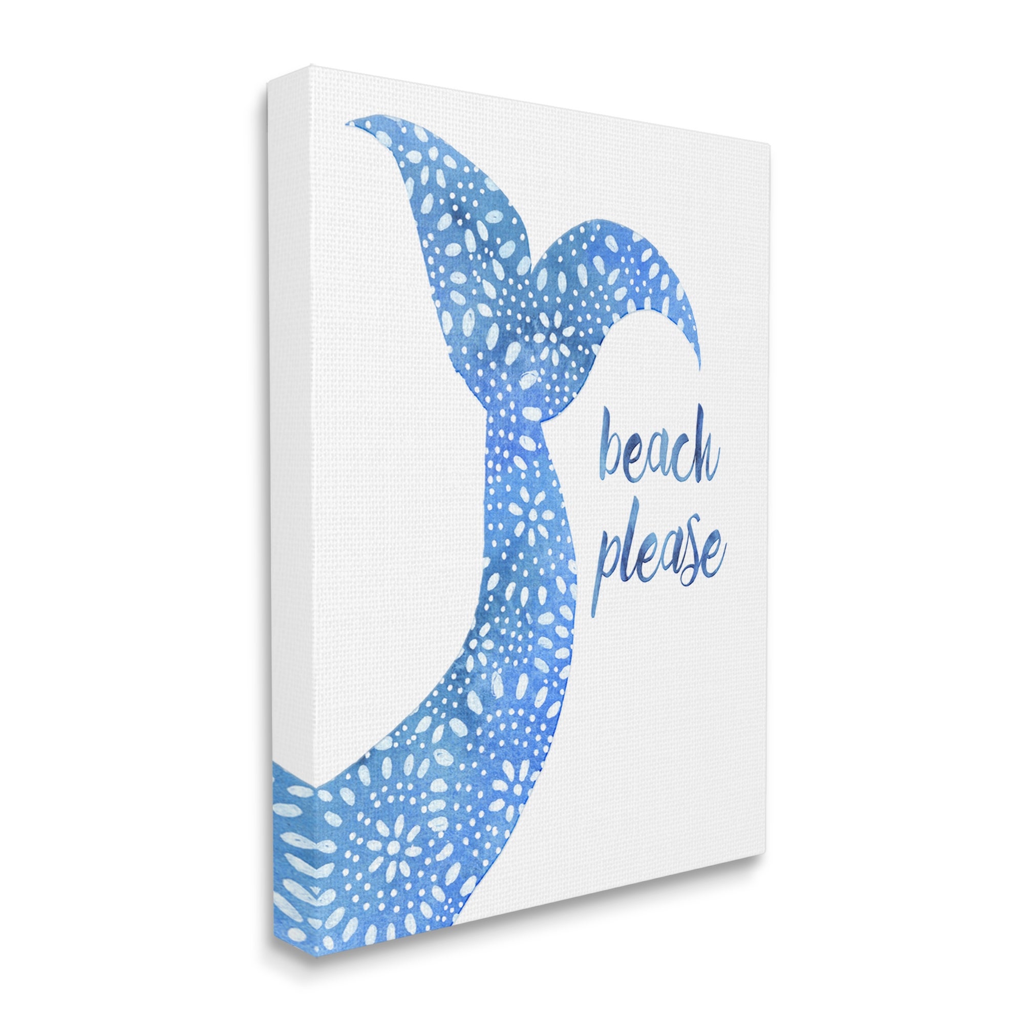 Stupell Industries Beach Please Blue Mermaid Tail Mandala Pattern Painting Gallery Wrapped Canvas Print Wall Art, Design by Jackie Decker