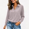 thumbnail image 4 of Dwellite Dressy Long Sleeve Button Down Shirts for Women Business Casual Blouse Soft Loose Fit Classic Fall Winter Tops with Pocket Pink L, 4 of 5