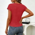 thumbnail image 4 of Htigea Women's Short Sleeve Tops Summer Cowl Neck Business Shirts Solid Color Office Work Dressy Blouses Red M, 4 of 8