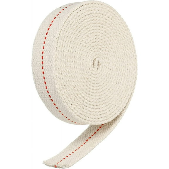 Oil Lamp Wick 1 Inch Flat Wide 10 Foot Cotton Lanterns Wick with Red Stitch for Kerosene Burner Lighting