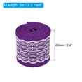 thumbnail image 2 of Unique Bargains 2.4' Wide 2.2 Yards Burlap Ribbon White Lace Roll Wrapping Fabric Crafts Roll Dark Purple 2 Pack, 2 of 6