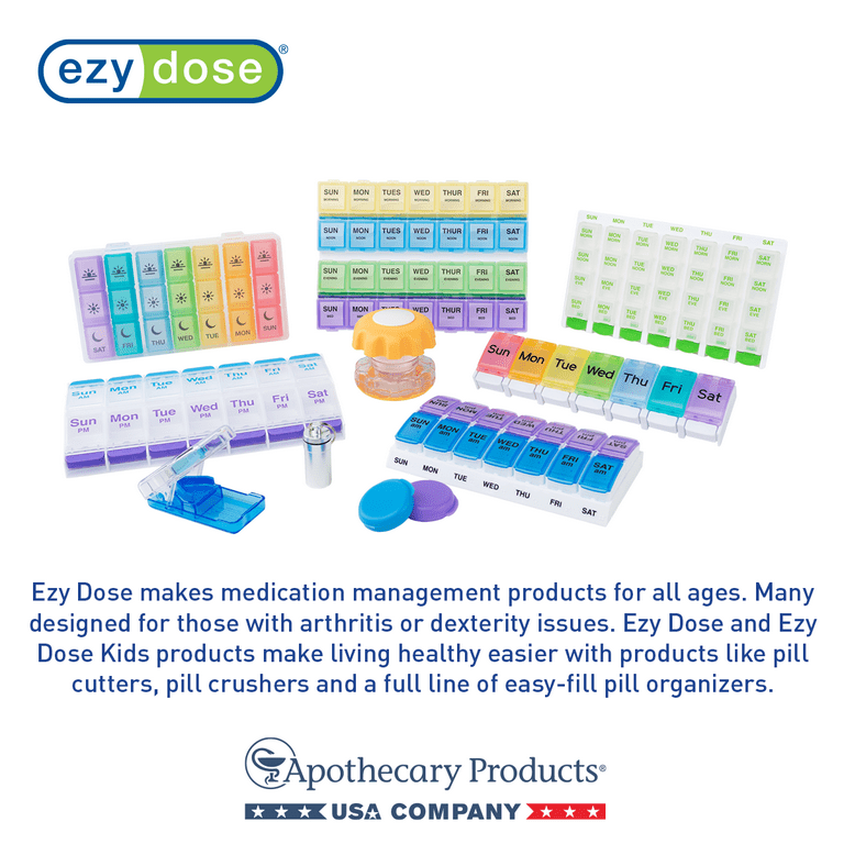 Ezy Dose Weekly (7-Day) AM/PM Pill Organizer, Large Push Button