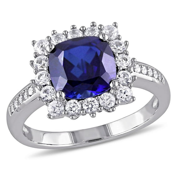 Everly Women's Created Sapphire Sterling Silver Engagement Ring