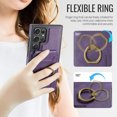 thumbnail image 3 of 2 in 1 Function Detachable Magnetic Phone Cases Compatible with Samsung Galaxy S25 Ultra Case with Card Holder Ring, Compatible with Magsafe Wallet, Slim Fit PU Leather Men RFID Blocking, Purple, 3 of 10