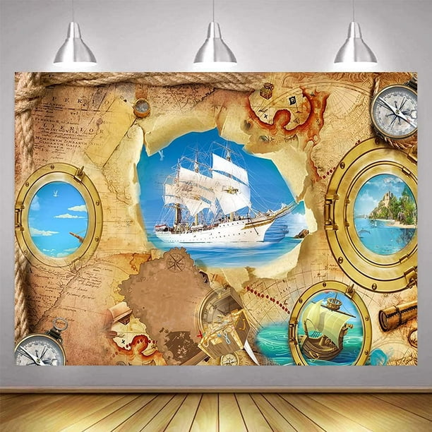 EMTOBT 10x7ft Pirate Party Photography Backdrop Pirate Party