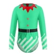 thumbnail image 3 of TSSOE Kids Girls Christmas Elf Santa Outfits Long Sleeves Christmas Leotard Bodysuit Dancewear Green 16, 3 of 5