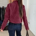 thumbnail image 5 of WTOBBY Women's Fashion Solid Color Tops Long Sleeve Jacket Zipper Coat, Versatile and Lightweight Outerwear for Everyday Fashion and Comfort,Wine L, 5 of 6